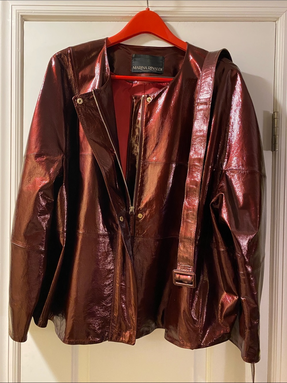 Marina Rinaldi Patent Leather Double Zip Jacket Matching Skirt Listed Separately